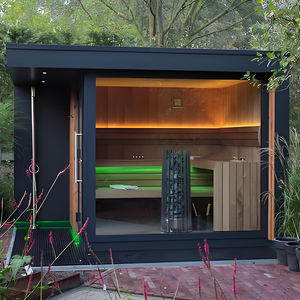 Sauna extérieur à vapeur humide traditionnel pour 4 personnes en bois de cèdre rouge massif <span class=keywords><strong>Solarium</strong></span> de jardin Design moderne 6kw Power Shower Stove Heating - Product Image 1