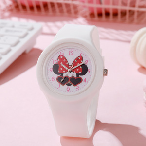 <span class=keywords><strong>Montre</strong></span> pour <span class=keywords><strong>femme</strong></span>, cadran 44 mm, quartz analogique, boîtier rond en ABS écologique, bracelet en silicone, style étudiant - Product Image 4