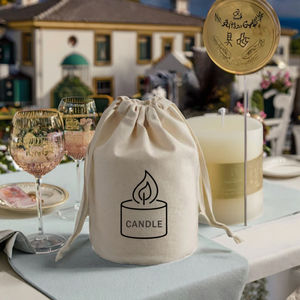 Bolsa de Regalo con Cordón de Muselina Ecológica con Logotipo Personalizado, Bolsa de Algodón Reciclable para Velas, Bolsa Inferior para Empacar Dulces y Maquillaje (Paquete de 4) - Product Image 3