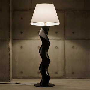 Modern Black Spiral <b>Floor</b> <b>Lamp</b> with White <b>Shade</b> | Industrial Chic Standing Light <b>for</b> Home Interiors and Living Room Decor - Product Image 4