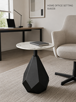Table basse portable moderne en dalle de roche avec piétement en fer facetté pour salon, hôtel, salle de séjour, OEM ODM, directement de l'usine