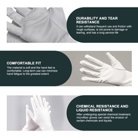 Gants de salle blanche en microfibre - Gants de sécurité blancs sans poussière pour les laboratoires BPF, les semi-conducteurs, l'inspection des bijoux, des pièces de monnaie et de l'argent