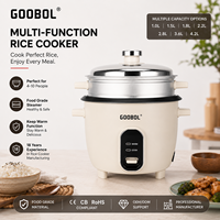 Cuiseur à riz et cuiseur vapeur électrique portable mini >6L en alliage d'aluminium avec contrôle mécanique du minuterie, chauffage par le bas et revêtement antiadhésif