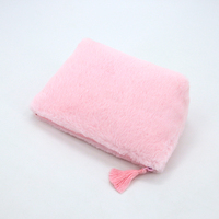 Pochette de maquillage en peluche Teddy couleur macaron, grande capacité, pour femmes