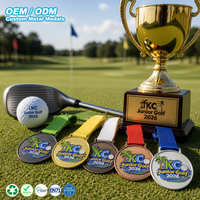Medaglia Personalizzata per Competizioni di Golf Junior, Premio in Lega di Zinco Oro Argento Bronzo con Logo e Nastro Commemorativo