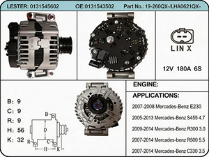 ไดชาร์จเมอร์เซเดส M273 รุ่น 028903028D ใหม่ 14V 220A คุณภาพสูง อะไหล่ทดแทนเครื่องกำเนิดไฟฟ้ารถยนต์ <span class=keywords><strong>W221</strong></span> W164 5.5L V8 - Product Image 5