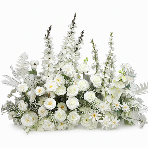 Arreglo Floral Artificial <span class=keywords><strong>Blanco</strong></span> para Pasillo de <span class=keywords><strong>Boda</strong></span>, Hilera de Flores de Delphinium y Paniculata para Decoración de Escenarios de Eventos, Fiestas y Locales - Product Image 1