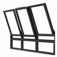 Fenêtres à auvent sur mesure en aluminium noir mat, 3 panneaux, à ouverture par le haut, étanches à la pluie, ventilées, pour usage commercial et résidentiel, avec revêtement en poudre