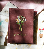 LABON Bouquet de fleurs personnalisé A6 A5 Couverture en tissu brodé Daisy Handmade Vintage Notebook Custom Journal