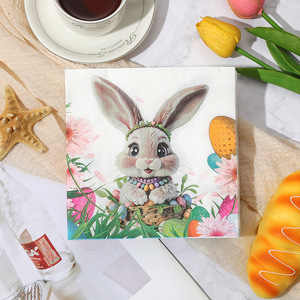 Animal Cartoon Bunny Printed Paper Napkins 330mm Easter Party Disposable Serviettes - Product Image 4