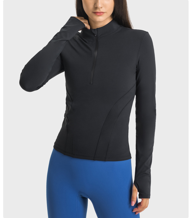 Women Sports Long Sleeve Shirt Custom Logo Gym Quick Dry 1/4 Zip Long Sleeve Women Fitness Yoga Tops