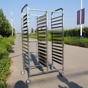 Panadería Acero inoxidable 15 capas 15 sartenes Cocina Pan Bandeja para hornear <span class=keywords><strong>Rack</strong></span> Trolley Panadería Refrigeración Pan Coche - Product Image 4