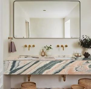 Marbre rose fumé poli moderne en gros, taille personnalisée, résistant aux taches, pour cour extérieure, villa, table à manger, table basse, <span class=keywords><strong>salle</strong></span> <span class=keywords><strong>de</strong></span> <span class=keywords><strong>bain</strong></span> - Product Image 6