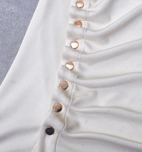 Canotte Casual da Donna con Scollo a O in Tessuto Acetato Traspirante con Bottoni Dorati - Product Image 4