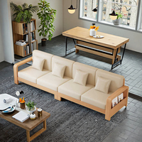 Canapé en forme de L moderne en bois de chêne massif à trois places pour petits espaces, utilisation hôtelière, nouvelle housse en tissu