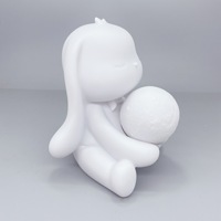 Nouveauté : Tirelire en résine en forme d'ours et de lapin, faite à la main, avec lumière lunaire 3D et peinture de surface embryonnaire blanche