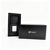 Boîte de téléphone rigide de luxe personnalisée en cuir de crocodile, emballage cadeau en papier avec insert en blister pour l'emballage du chargeur de téléphone portable