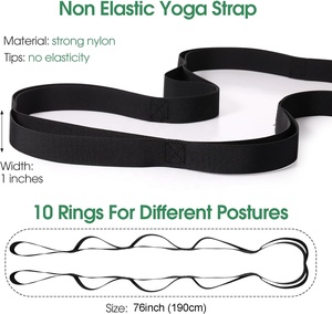 Sangle d'étirement pour le <span class=keywords><strong>yoga</strong></span> et la physiothérapie, sangle de <span class=keywords><strong>yoga</strong></span> non élastique à 10 boucles pour la rééducation à domicile, le Pilates, la rééducation post-blessure - Product Image 2