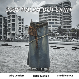 MYST&ZA Women's 2025 Summer Breathable Spandex Polka Dot <b>Knee</b>-<b>Length</b> A-Line <b>Skirt</b> <b>Elastic</b> <b>Waist</b> Vintage Style Natural 3166017 - Product Image 2