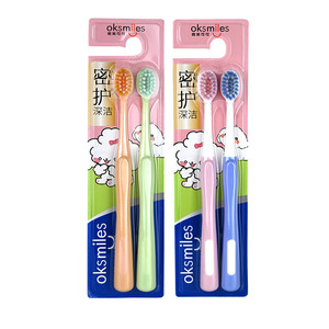 Oksmiles Cepillo de dientes de cerdas suaves para adultos, limpieza profunda manual, alta calidad, paquete de 2 colores aleatorios, modelo Sf370 - Product Image 3