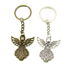 Portachiavi Angelo Custode in Filigrana, Lega di Zinco, Argento Anticato, Bronzo, Ciondolo con Ali per Battesimo, Ricordo per Madrina - Product Image 5