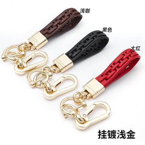 Carabiner Keychain Red Leather Zinc Alloy Rectangle Shape G3903 Hard Wearing Home Use - Product Image 4
