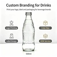 500ml glazen fles met reliëf, transparant, aluminium schroefdop, herbruikbaar, geschikt voor zeefdruk, gravure, voor sap, ijsthee, aangepast logo