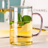 Tasses à café en verre cristal King, ensemble de tasses à thé transparentes de 750 ml, tasses en verre avec poignées, tasses en verre pour latte, cappuccino et thé