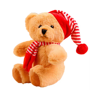 Ours en peluche de Noël OEM ODM, adorable et doux, avec bonnet de Père Noël rouge et écharpe chaude, idéal pour les cadeaux de festival hivernal - Product Image 4