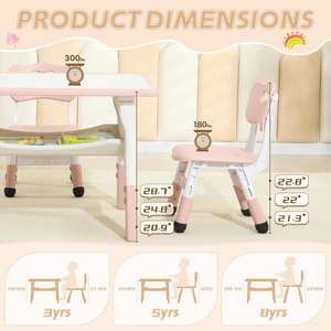 SINKIPA Ensemble <span class=keywords><strong>Table</strong></span> et 2 Chaises Modernes en Plastique pour Enfants, Hauteur Réglable, Plateau <span class=keywords><strong>Multi</strong></span>-<span class=keywords><strong>Activités</strong></span> à Graffiter, Rangement Intégré, Âges 3-8 ans - Product Image 4