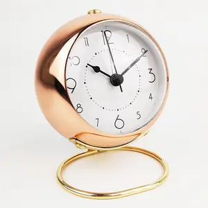 Rose Gold-Ton Metall Wecker Desktop Uhr Nacht Uhr