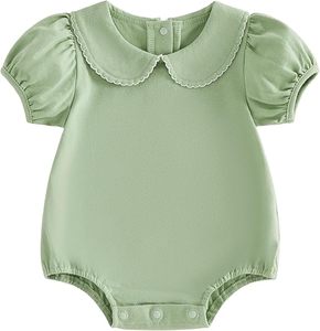 Body de Verano para Bebés Niñas, Transpirable, Suave, con Cierre de Botones, Manga Corta, Estilo Burbuja - Product Image 1