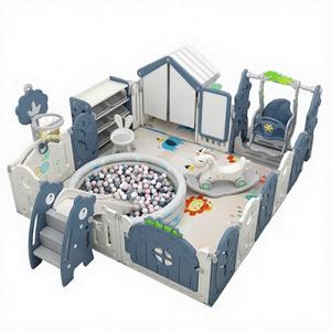 WINWAYTOYS Aire de jeux intérieure pour enfants, piscine à balles souple, parc de jeux pliable en bois, PVC, PP, avec toboggan et balançoire pour bébés, utilisation scolaire en intérieur - Product Image 1