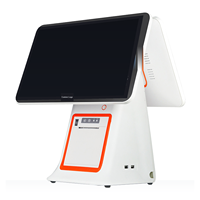 Terminal POS Layar Ganda 15.6 Sentuh Kapasitif Mesin Kasir Putih Windows I5 8GB Printer Thermal 58mm Terintegrasi Wi-Fi 6 POS