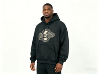 Sweat à capuche surdimensionné vintage avec motif baseball, impression DTG Kornit personnalisée, sweat à capuche noir épais pour homme, streetwear décontracté
