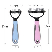 Peigne démêlant double face GorisPet pour animaux de compagnie, lames en acier inoxydable, poignée ergonomique antidérapante pour chiens, chats, petits animaux - Long