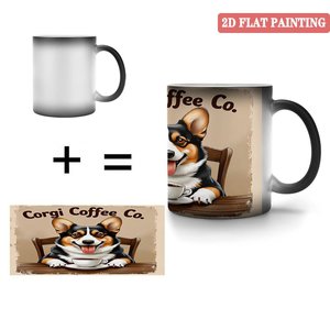 Corgi Coffee Co. 11oz Frosted Black <b>Ceramic</b> Color Changing Mug Heat Sensitive Magic <b>Cup</b> - Product Image 4