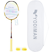 YODIMAN Raquette de badminton en fibre de carbone de haute qualité, ensemble complet, tension des cordes de 35 lb, modèle professionnel à haute tension