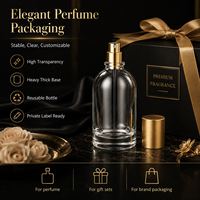 Flacon de parfum portable en verre de 50 ml, format voyage, avec bouchon à vis, cylindrique, réutilisable, atomiseur à pulvérisation fine, logo personnalisé
