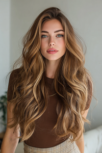 Parrucca alla Moda Più Venduta 2026, Parrucca <span class=keywords><strong>Sintetica</strong></span> <span class=keywords><strong>in</strong></span> <span class=keywords><strong>Fibra</strong></span> Futura, Ricci Gradiente Marrone con Mèches, per Donna SM1620 - Product Image 4