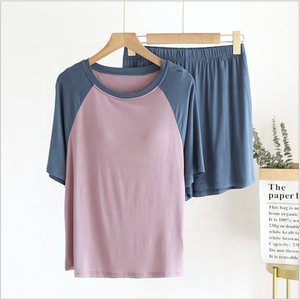 Nuovo Pigiama <span class=keywords><strong>in</strong></span> <span class=keywords><strong>Modal</strong></span> con Colori Patchwork per Tempo Libero, Esterno e Casa, Set Pigiama da Donna - Product Image 3