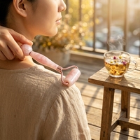 Rouleau de massage portable en quartz et jade au design raffiné pour le visage, le cou et les yeux, avec logo personnalisé OEM, pour usage domestique, fabriqué au Guangdong