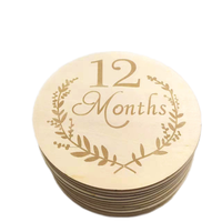 13 pièces nouveau-né bébé jalon mensuel unilatéral découpé au laser mots d'art populaire support de peuplier pour photographies
