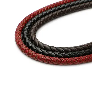 Corda de couro genuíno redonda de 8 mm tecido vintage DIY artesanal pulseira de corda de couro material de colar