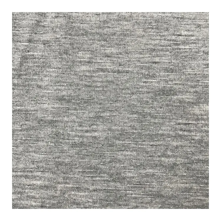 High Quality Garment Charcoal Melange 67.2%Rayon 27.3%Nylon 5.5%Spandex Blend Knit Print Textile Fabric