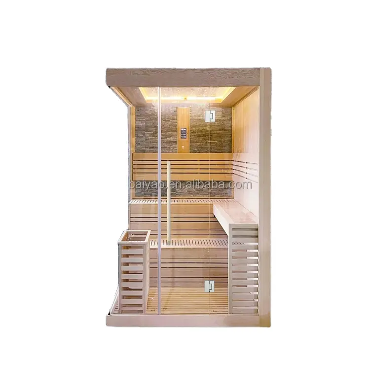 Baiyao en iyi satmak 2-4 Pople geleneksel kuru Sauna odası Hemlock ahşap ısıtıcı Sauna soba kızılötesi kabin ev kombine odası için