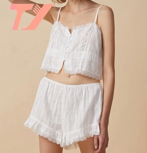 TUOYI Cotton Cami Top and Shorts Set Wholesale Pajama Lace Sleepwear Girl <strong>Night</strong> <strong>Dress</strong> Hot Pajamas <strong>Photos</strong> Girls Pajamas - Product Image 1