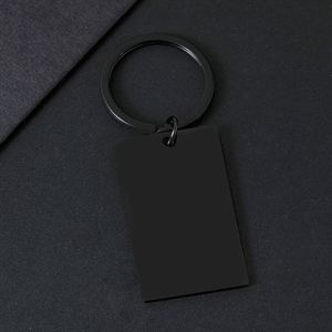 Black Color Round Heart Bone Tag Shape Blank Stainless Steel <b>Keychain</b> DIY Laser UV Printing Metal Keyring Fashion - Product Image 4