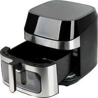 Four à Friture Sans Huile Intelligent en Acier Inoxydable avec Écran LCD Numérique Carré, Moderne, pour une Cuisson Saine à Domicile