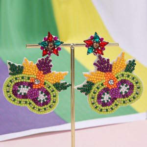 Pendientes tejidos máscara de Carnaval flor langosta flecos Color cuentas de arroz pendientes colgantes para mujeres Uionen 1857 - Product Image 2